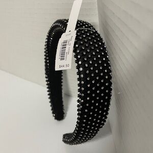 J.Crew Holiday Crystal Crown Puff Headband Black/ Silver Size 0S  NWT